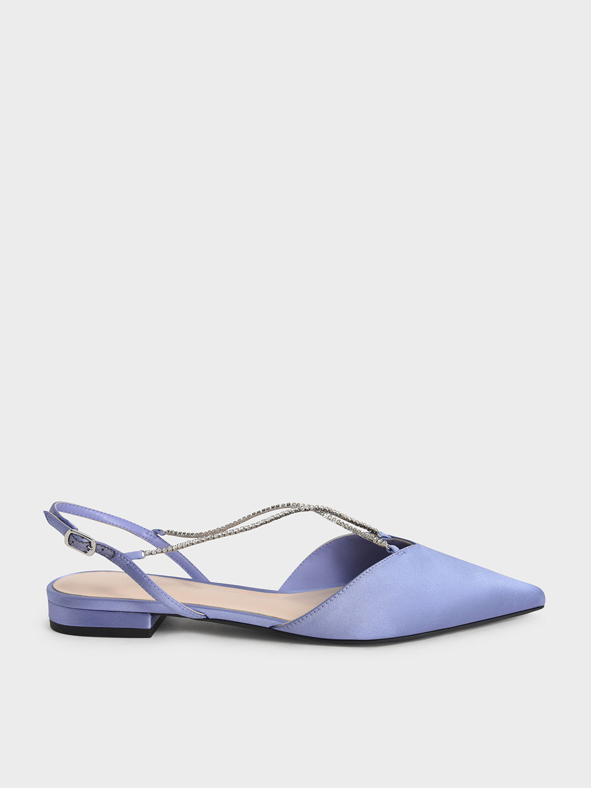 Adel Recycled Polyester Gem-Embellished Slingback Ballerinas, Blue, hi-res