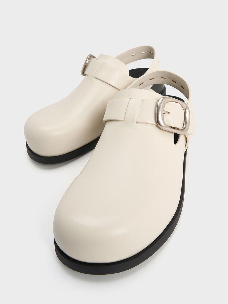 Buckled Slingback Mules, Chalk, hi-res