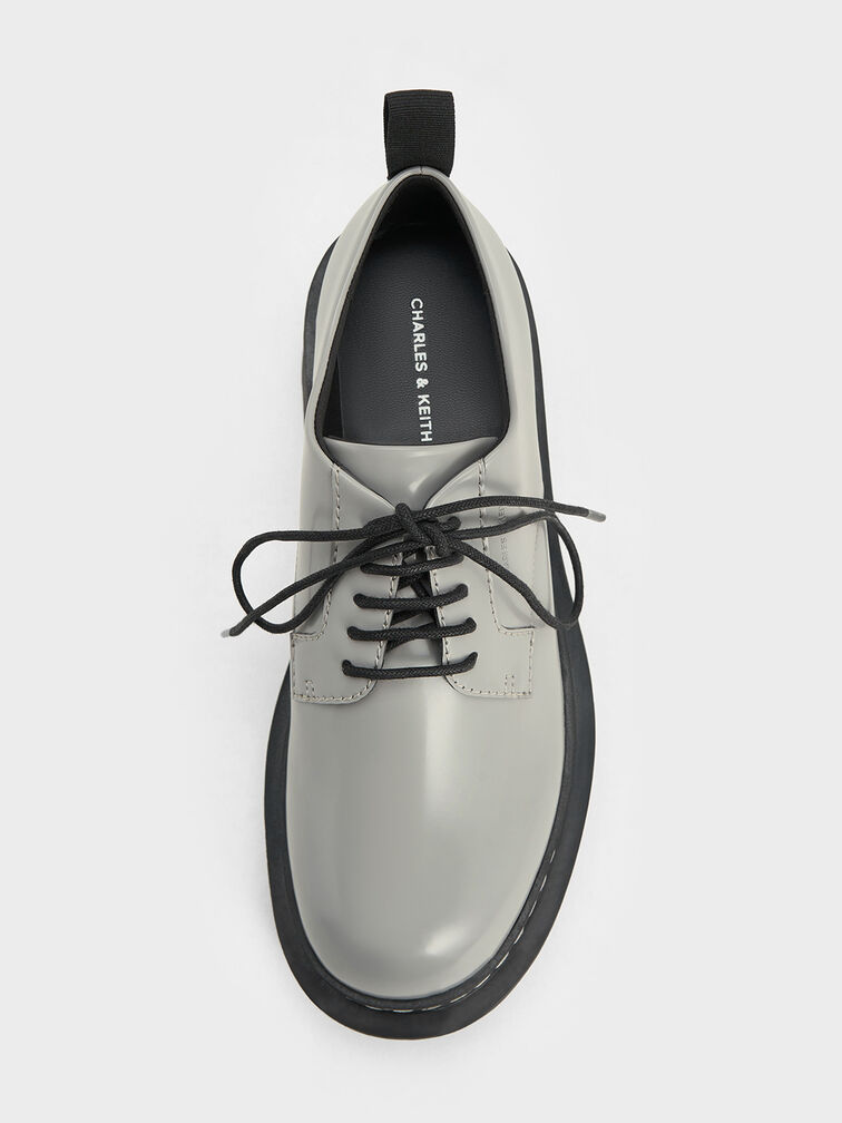 Zapatos de plataforma Oxfords con cordones, Gris, hi-res