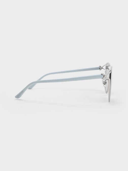 Recycled Acetate Sculptural-Knot Butterfly Sunglasses, Silver, hi-res