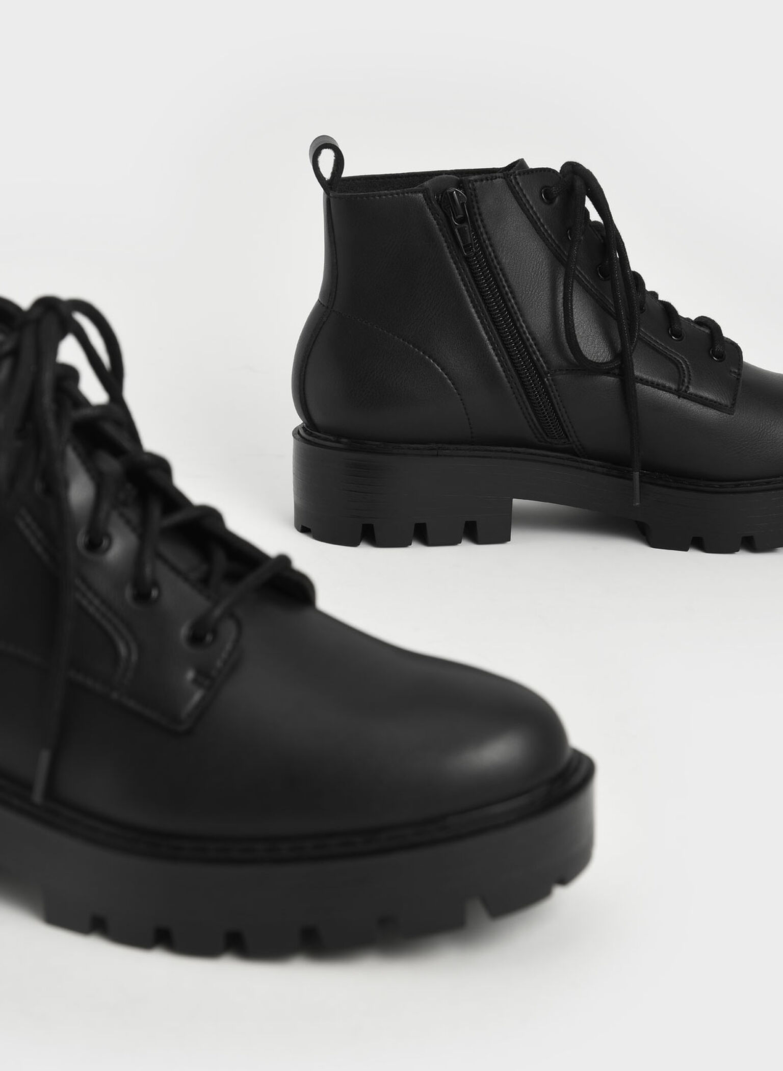 Commute Lace-Up Chunky Ankle Boots, Black, hi-res