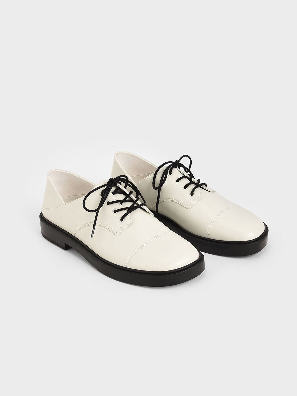 Chunky Sole Oxford Shoes, Blanco tiza, hi-res