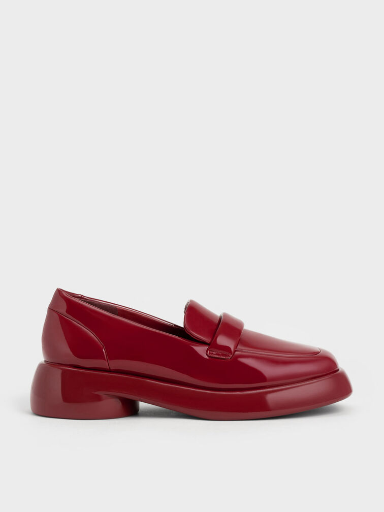 Lula Patent Penny Loafers, Red, hi-res