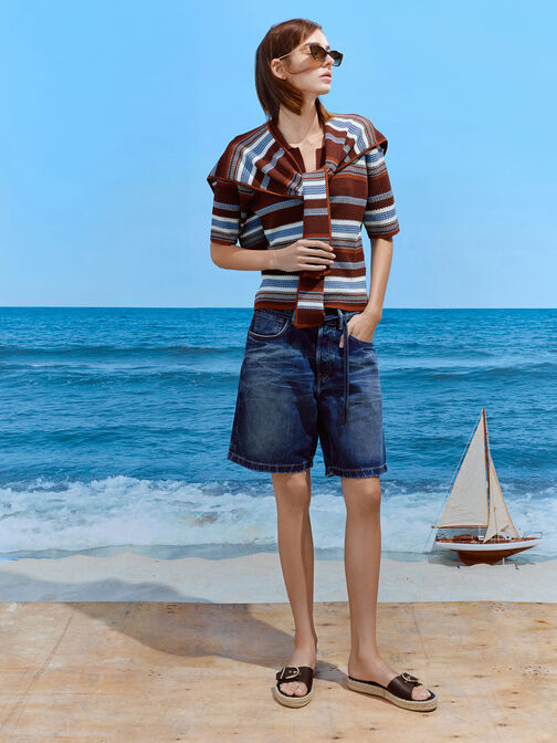 Kaida Buckled Espadrille Sandals, Maroon, hi-res