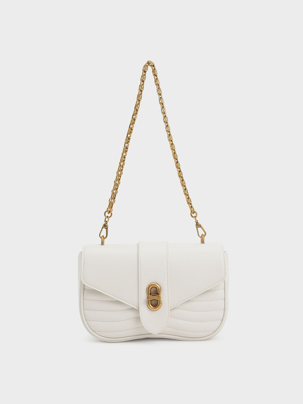 WHITE CROSSBODY BAG WITH GOLD CHAIN