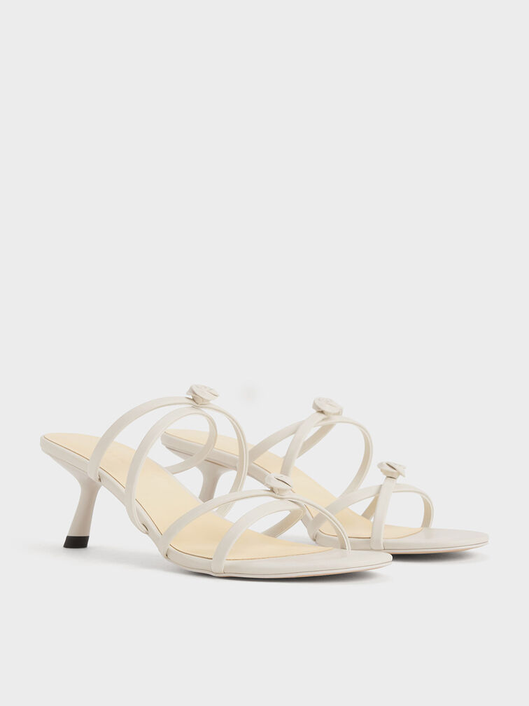 Rose Strappy Slant-Heel Mules, Butter, hi-res