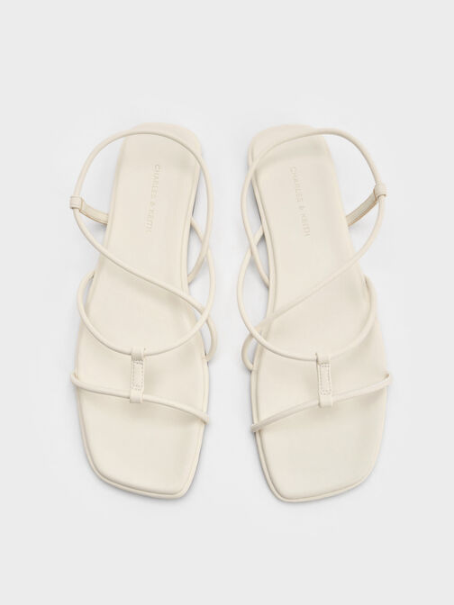 Square-Toe Strappy Sandals, Chalk, hi-res