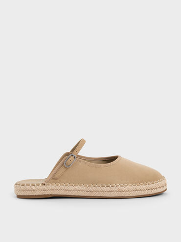 Faux Suede Slip-On Mary Jane Espadrilles, Sand, hi-res