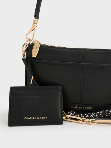 Bolsa de Ombro Addison com Corda aos Nós, Black, hi-res
