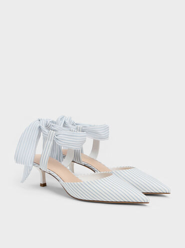 Striped Tie-Around Pointed Kitten Heels, Multi, hi-res
