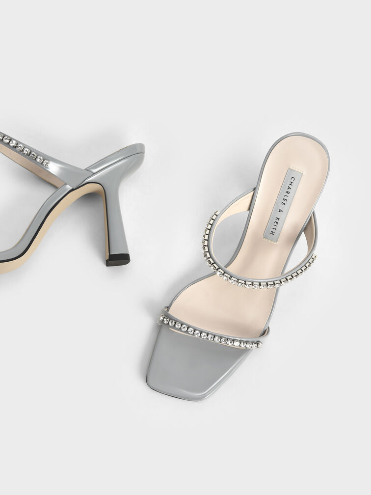 Patent Gem-Encrusted Heeled Sandals, Light Blue, hi-res