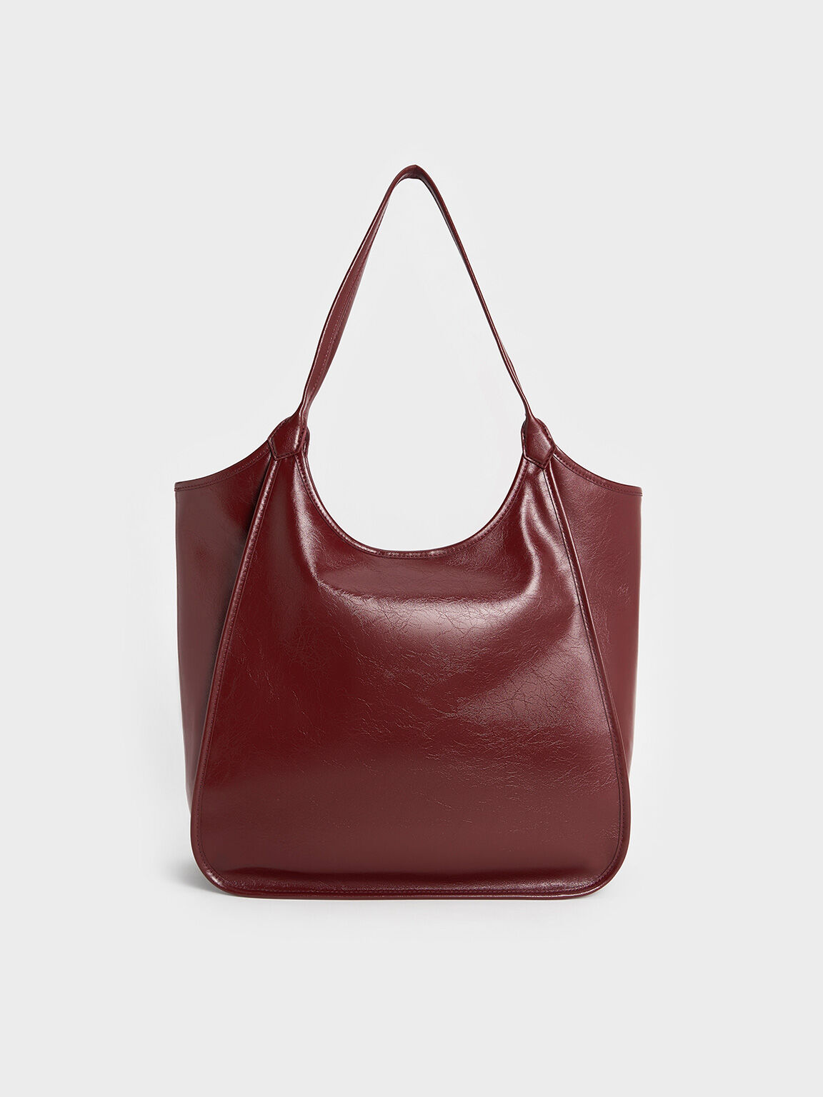 Sianna Crinkle Effect Slouchy Tote Bag Burgundy