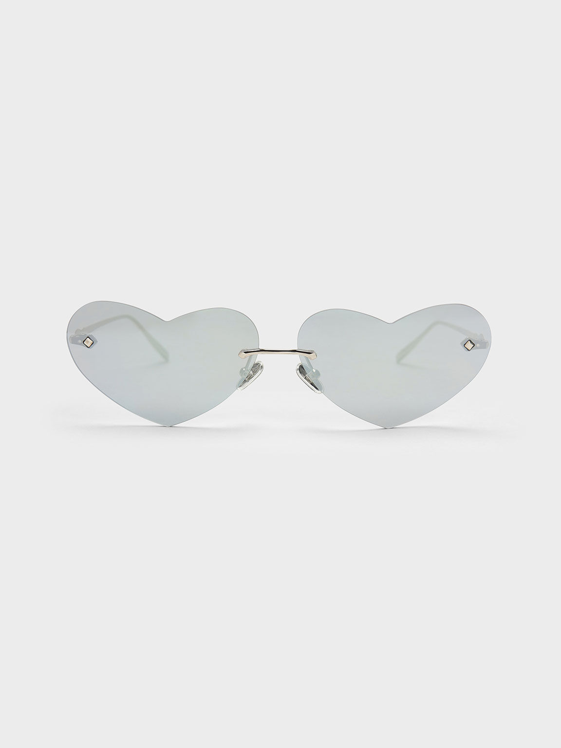 Gafas de sol de ojo de gato en forma de corazón, Plateado, hi-res