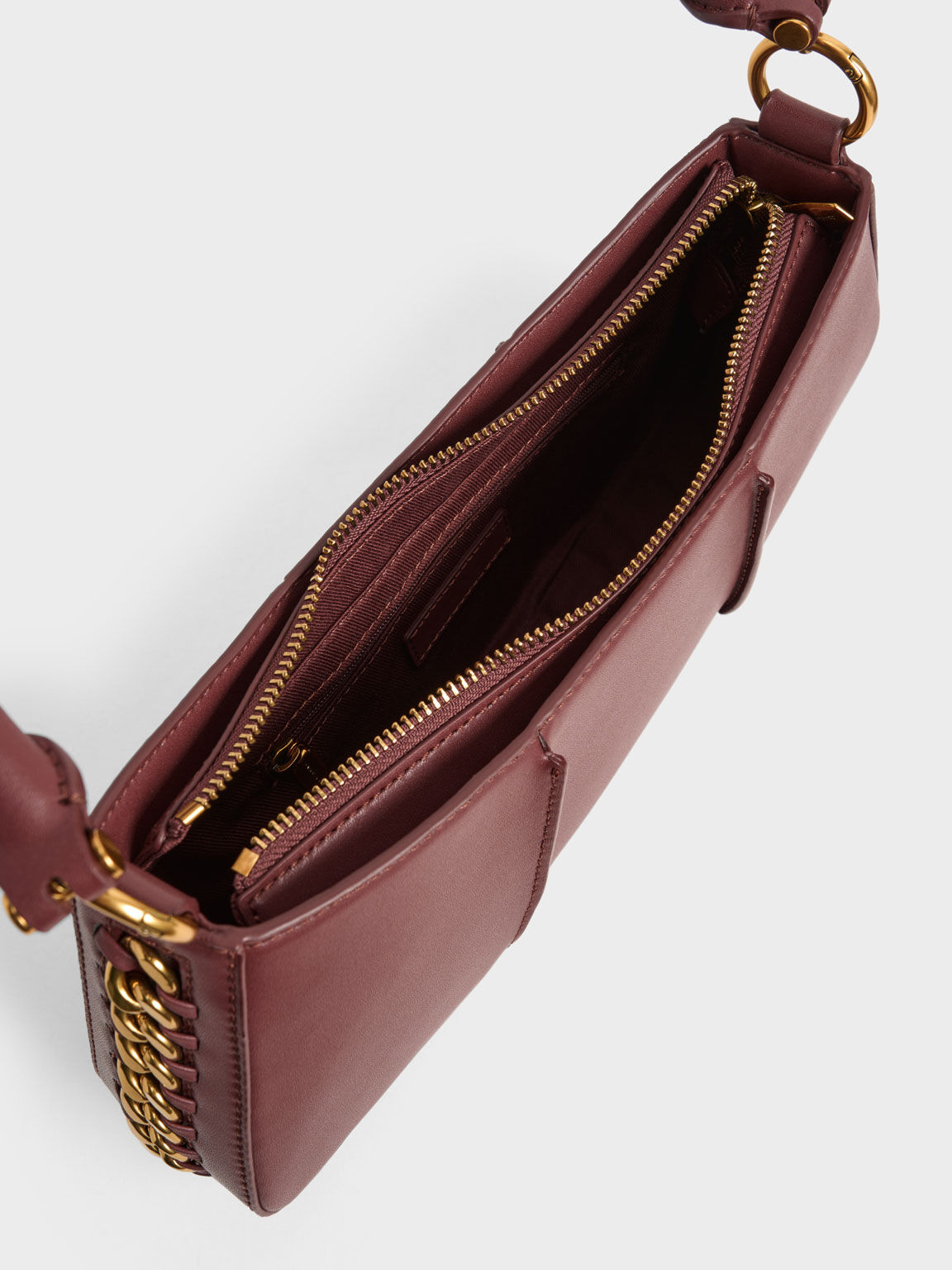 Arlys Curved Shoulder Bag, Chocolate, hi-res
