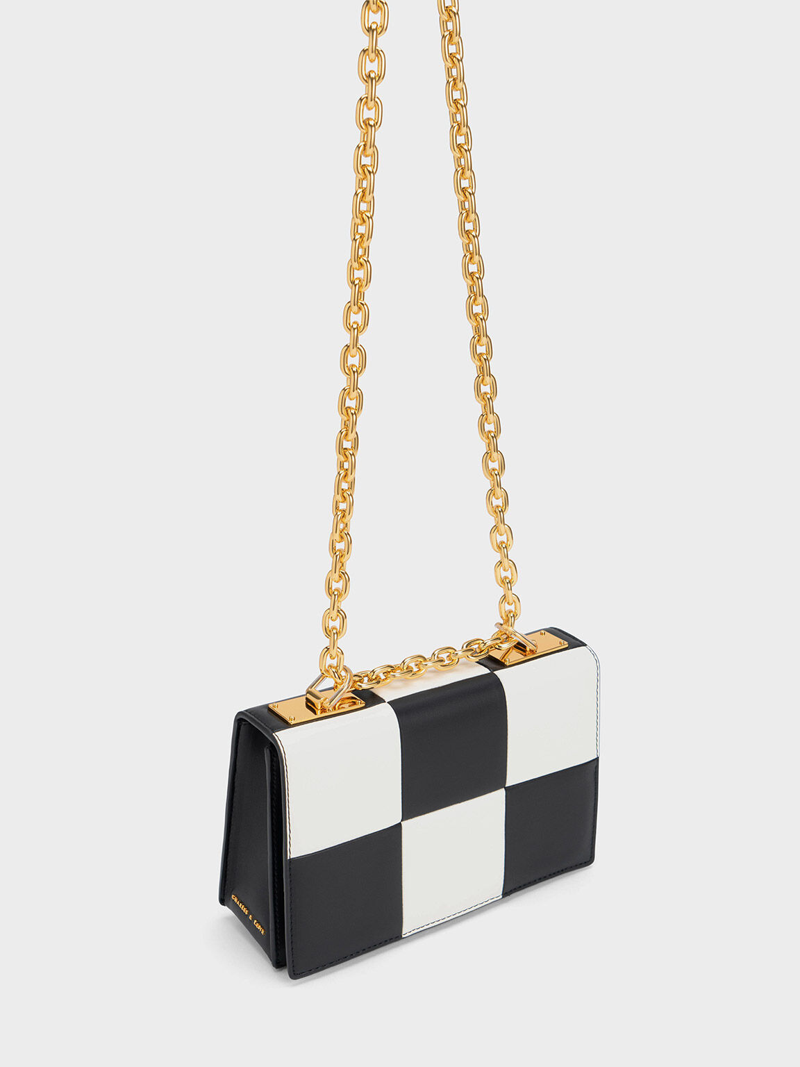 早い者勝ち Multicoloured CHARLES - Bag Checkered Handle Chain Georgette ワンピース