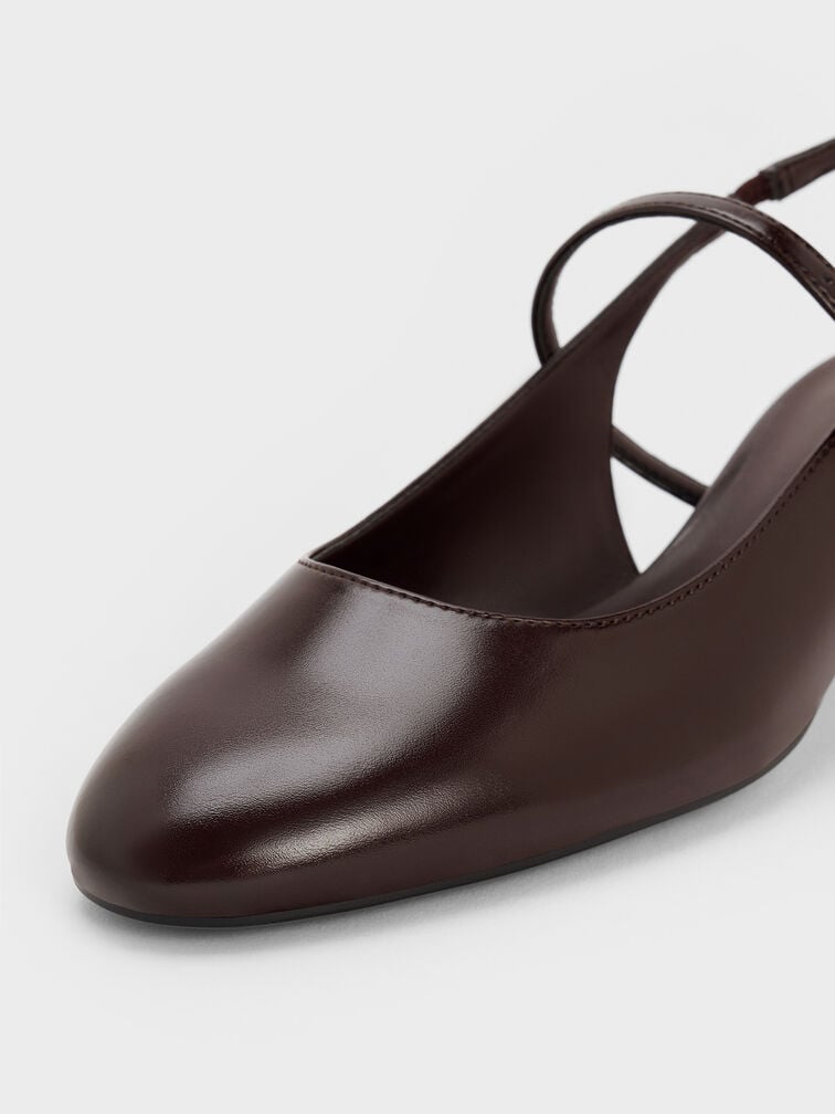 Block-Heel Slingback Mary Jane Pumps, Burgundy, hi-res