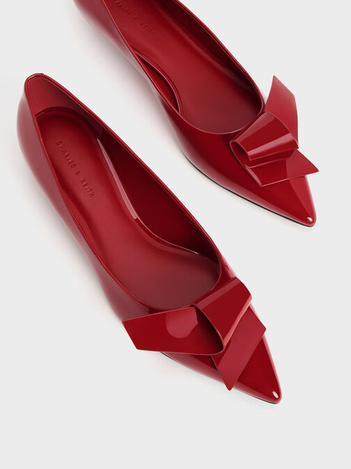 Sculptural Knot Pointed-Toe Flats, Red, hi-res