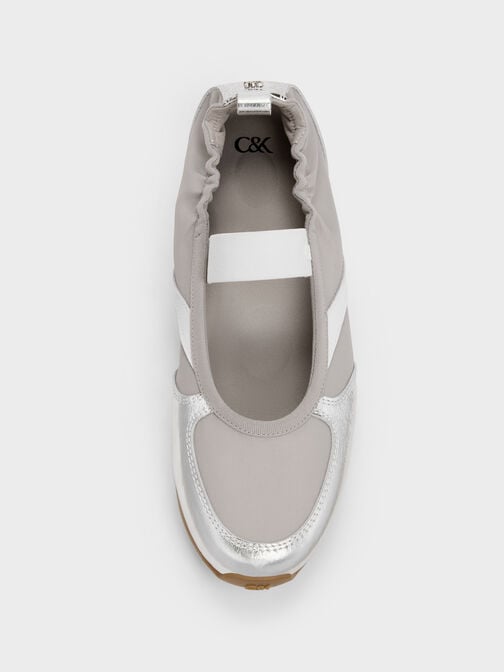 Jace Metallic Leather Mary Jane Sneakers, Silver, hi-res