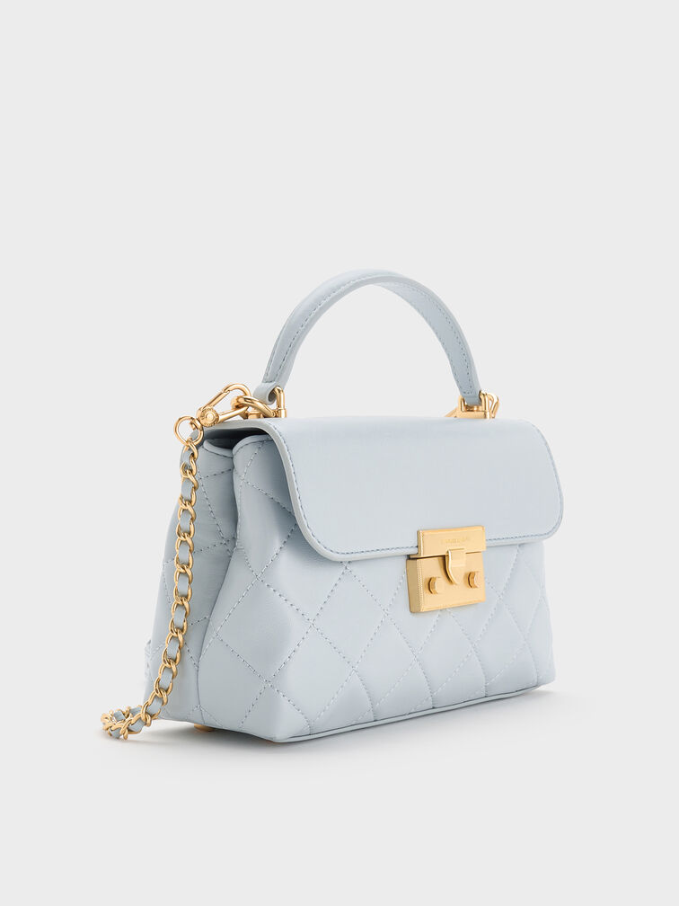 Alva Quilted Top Handle Bag, Sea Salt Blue, hi-res