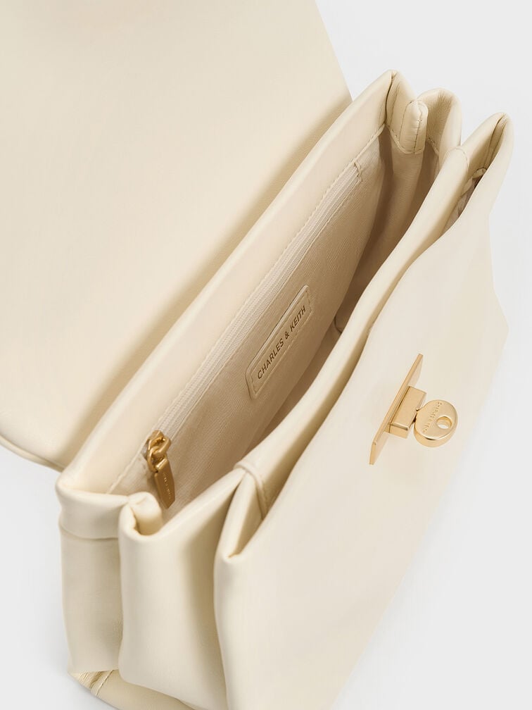 Sac bandoulière à poignée en chaîne Kerry, Crème, hi-res