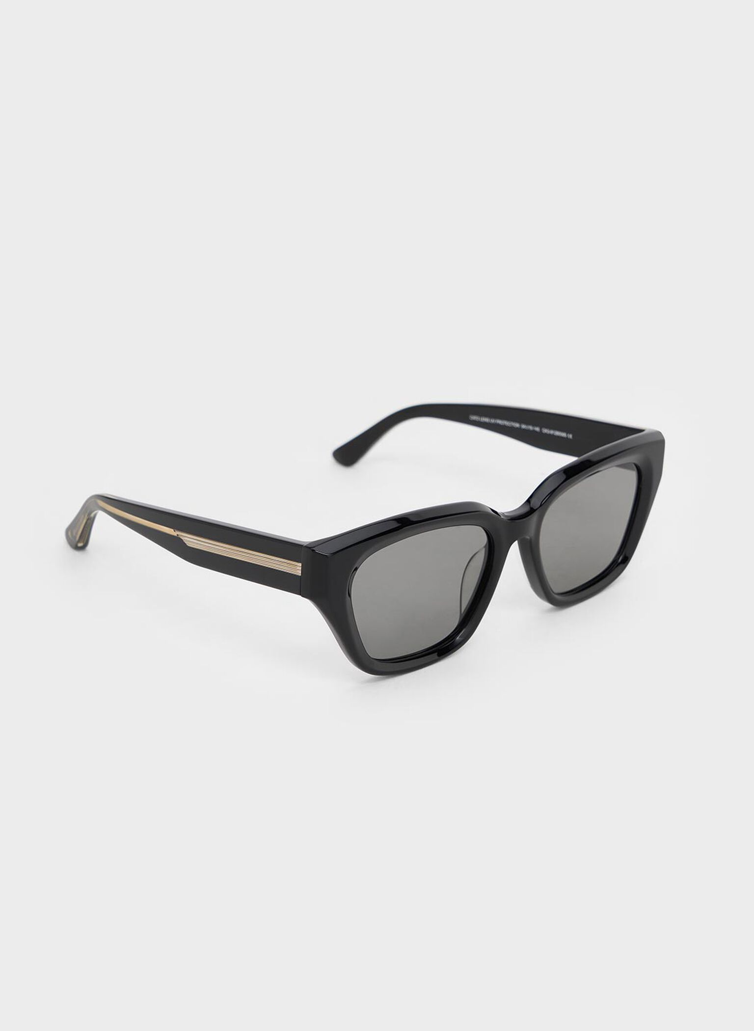 Recycled Acetate Cat-Eye Sunglasses, Black, hi-res