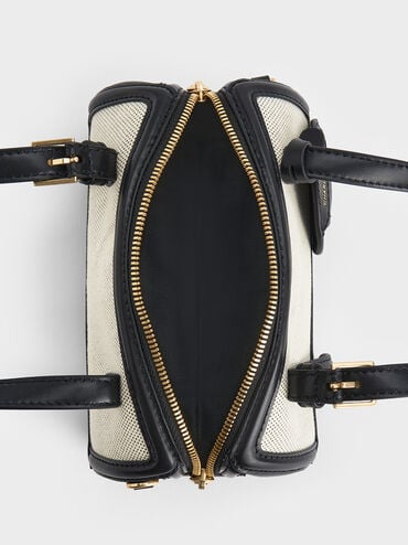 Enola Canvas Two-Tone Bowling Bag, Black, hi-res