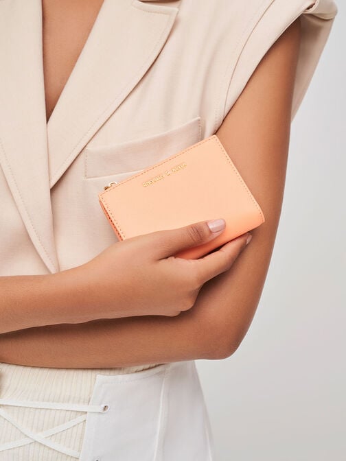 Mini Top Zip Small Wallet, Orange, hi-res