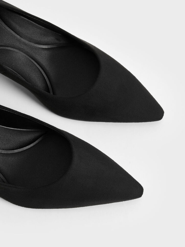 Pointed Kitten Heel Textured Pumps, Black Textured, hi-res