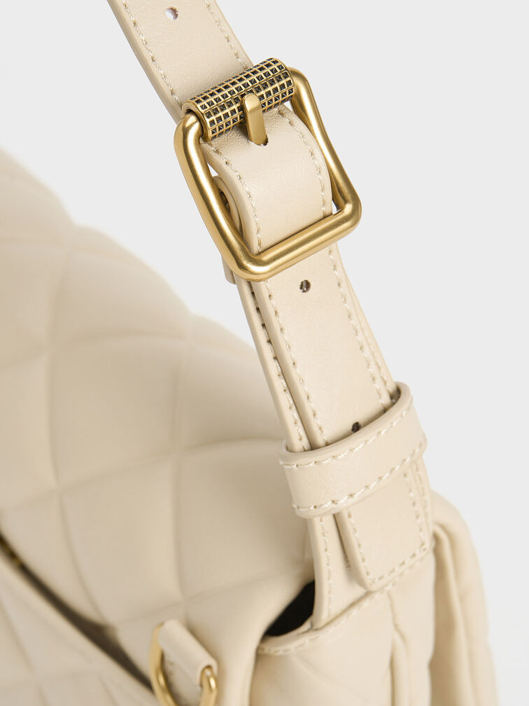 Swing Quilted Chain-Handle Bag, Beige, hi-res