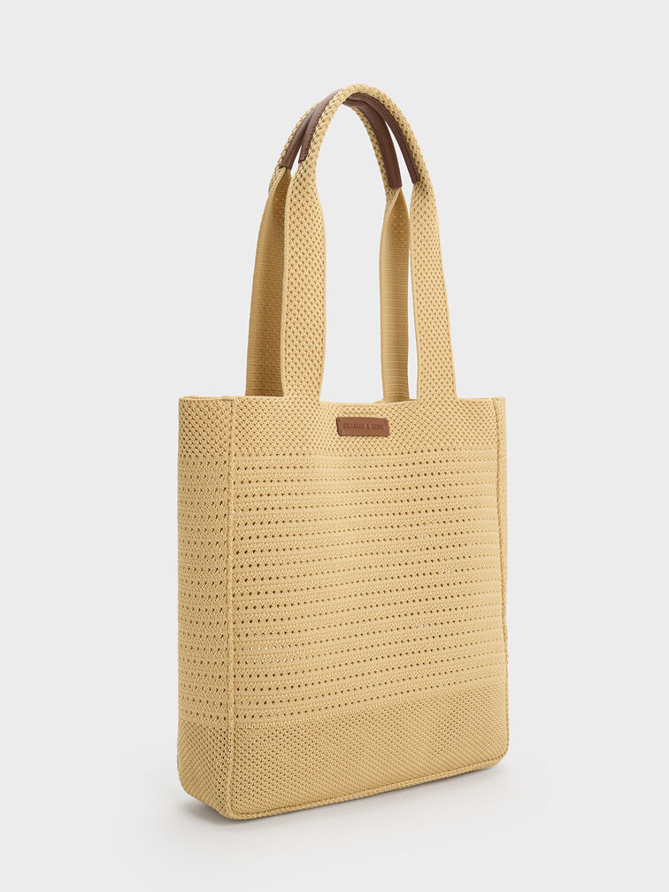 Beige Jute Tote Bag