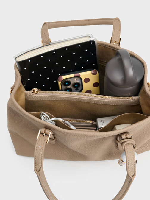 Baral Bead-Charm Tote Bag, Taupe, hi-res