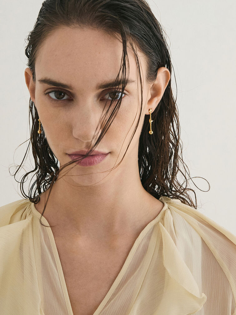 Orinda Crystal Drop Earrings, Gold, hi-res