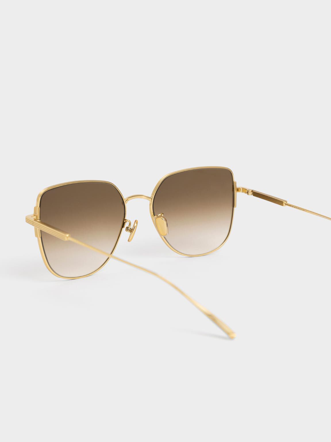 Wire Frame Gradient-Tint Butterfly Sunglasses, Green, hi-res