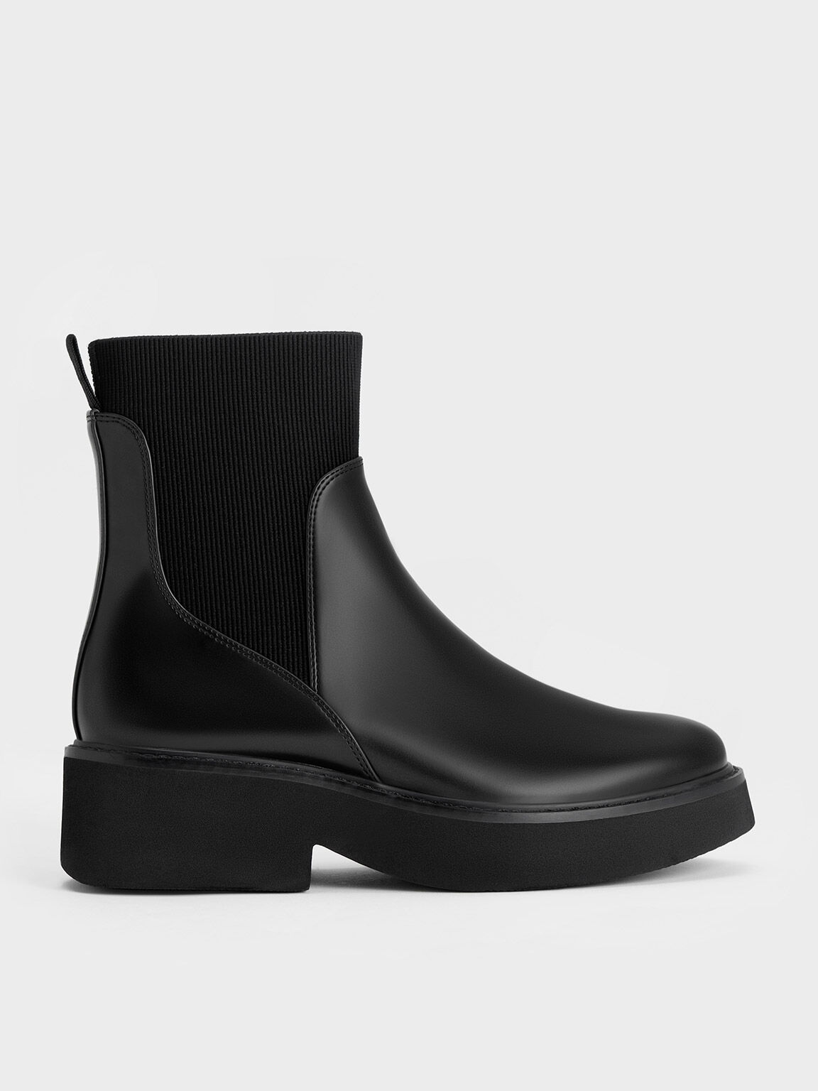 Ankle Sock Boots, Black, hi-res