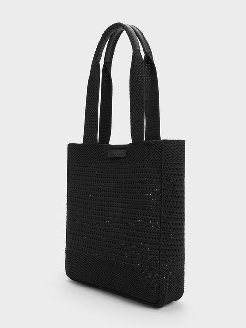 Ida Knitted Tote Bag, Black, hi-res