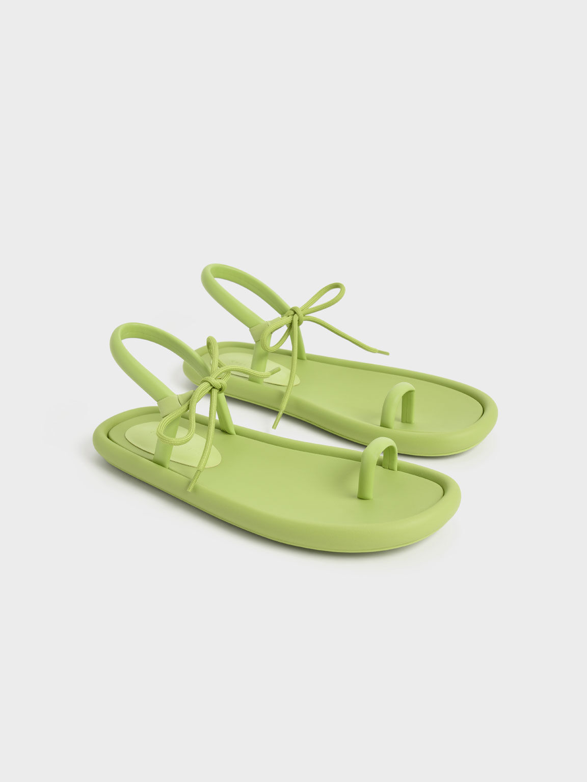 Austell Bow-Tie Toe-Ring Padded Sandals, Green, hi-res