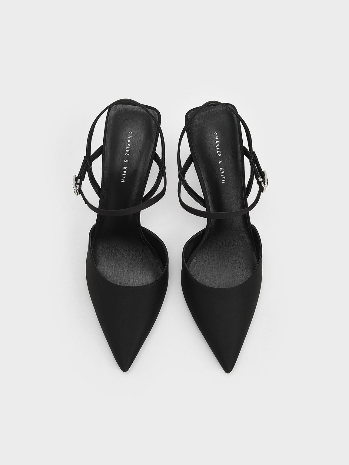 Zapatos de Tacón de Satín con Correa al Tobillo, Black, hi-res