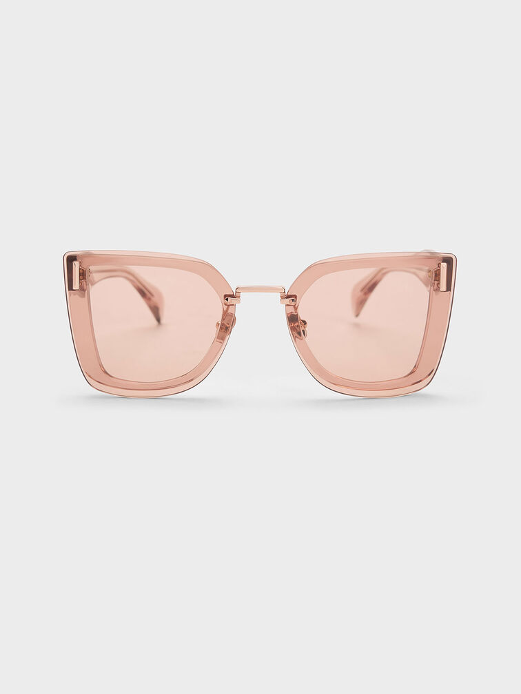 Pink Recycled Acetate Geometric Butterfly Sunglasses - CHARLES & KEITH US