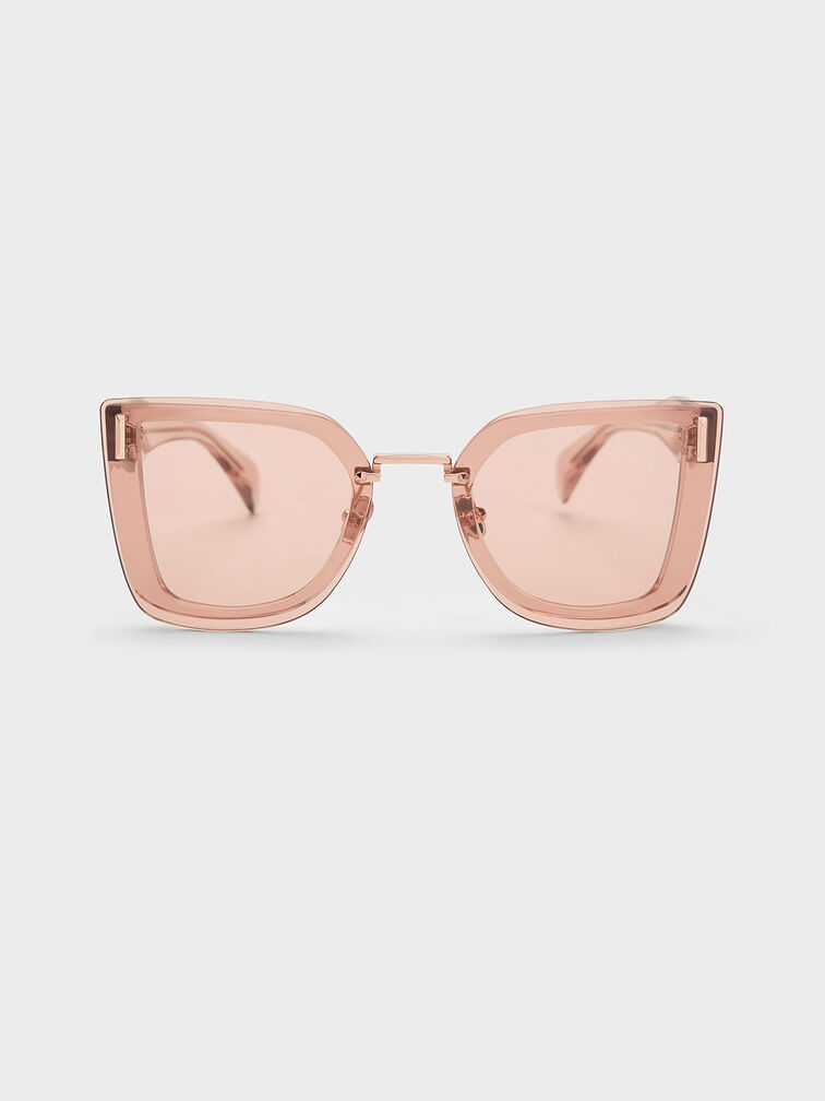 Gafas de sol geométricas estilo mariposa de acetato reciclado, Rosa, hi-res