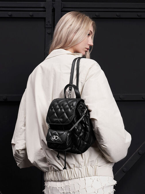 Aubrielle Quilted Backpack, Noir, hi-res