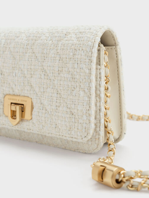 Bolso clutch Cressida con cierre a presión, Blanco tiza, hi-res