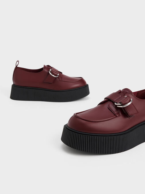 Cordova Buckled Platform Loafers, Burgundy, hi-res