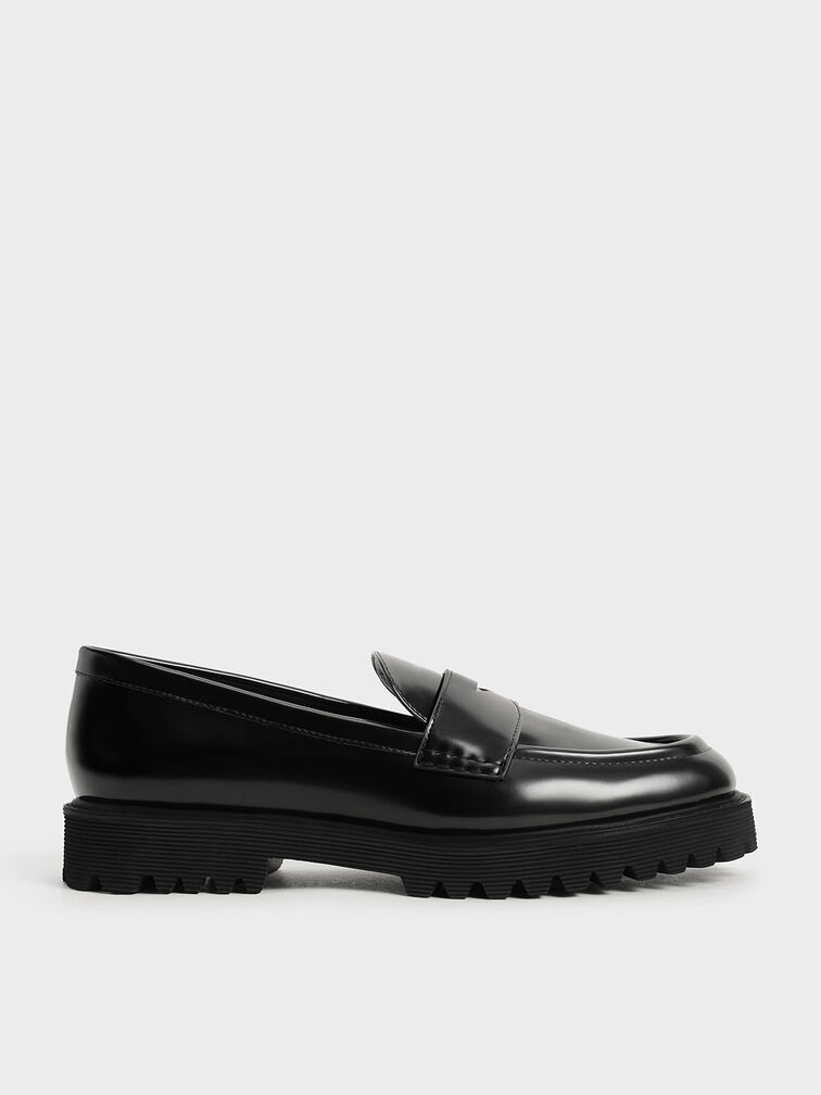 Penny Loafer - Solid Black Leather (Chunky Sole)