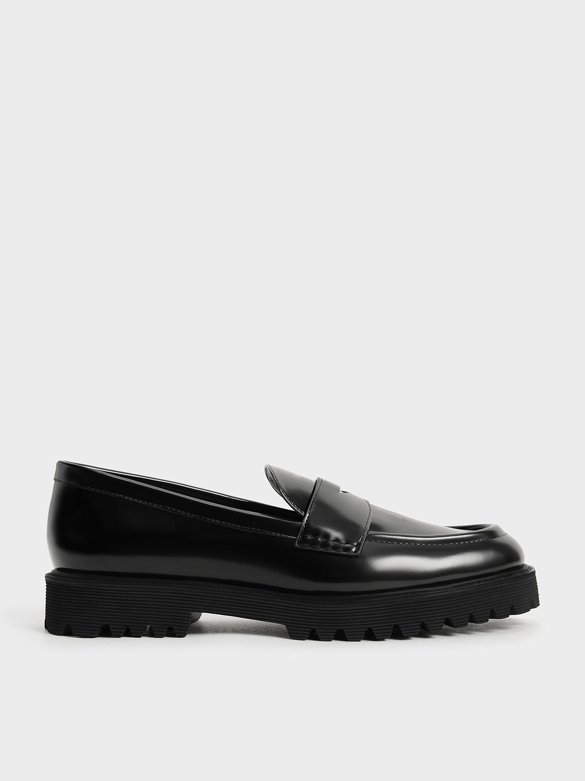 Black Chunky Penny Loafers - CHARLES & US