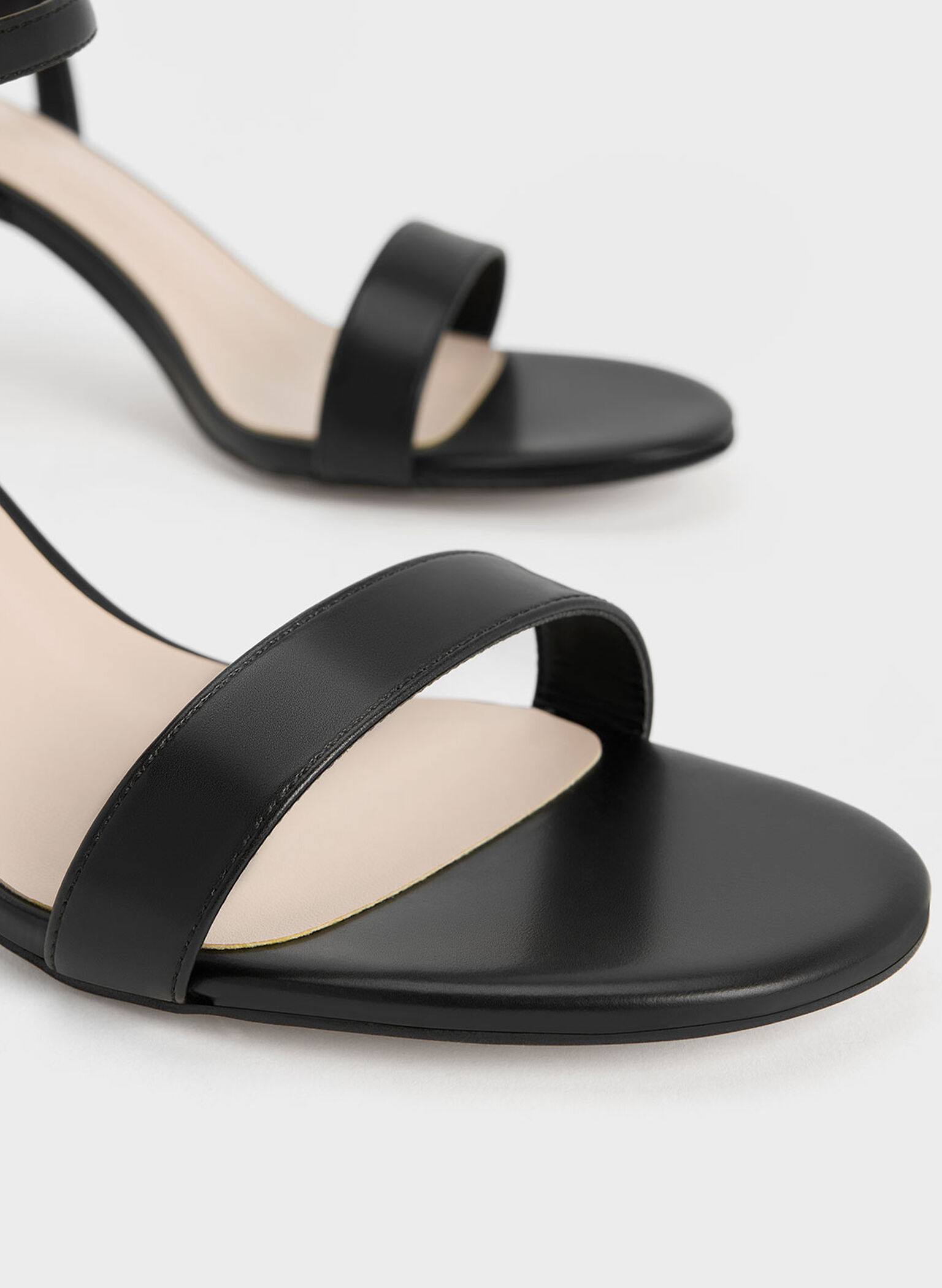 Oleana Clear Trapeze Heel Sandals, Black, hi-res