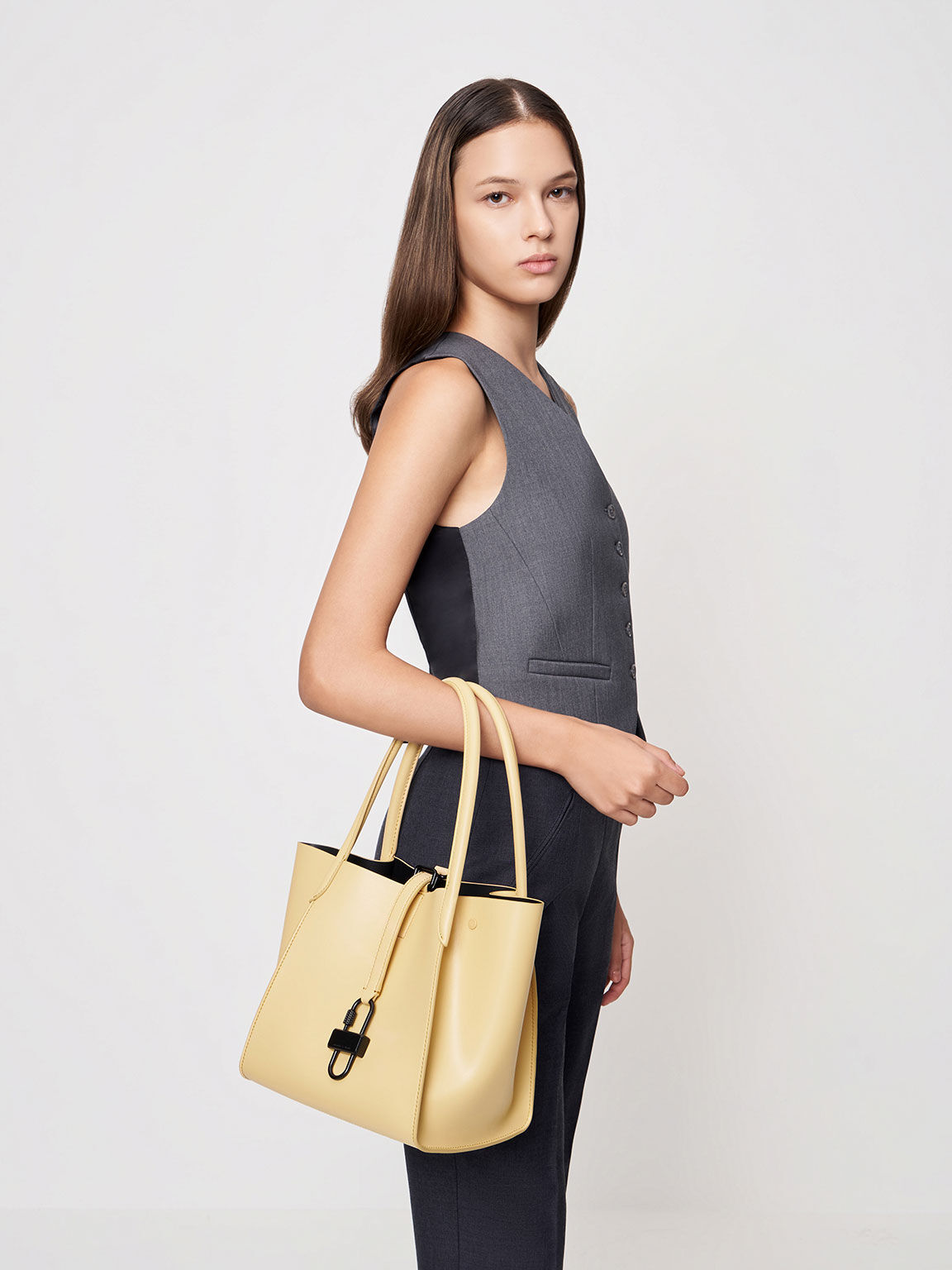 Balta Padlock Crossbody Bag - Beige