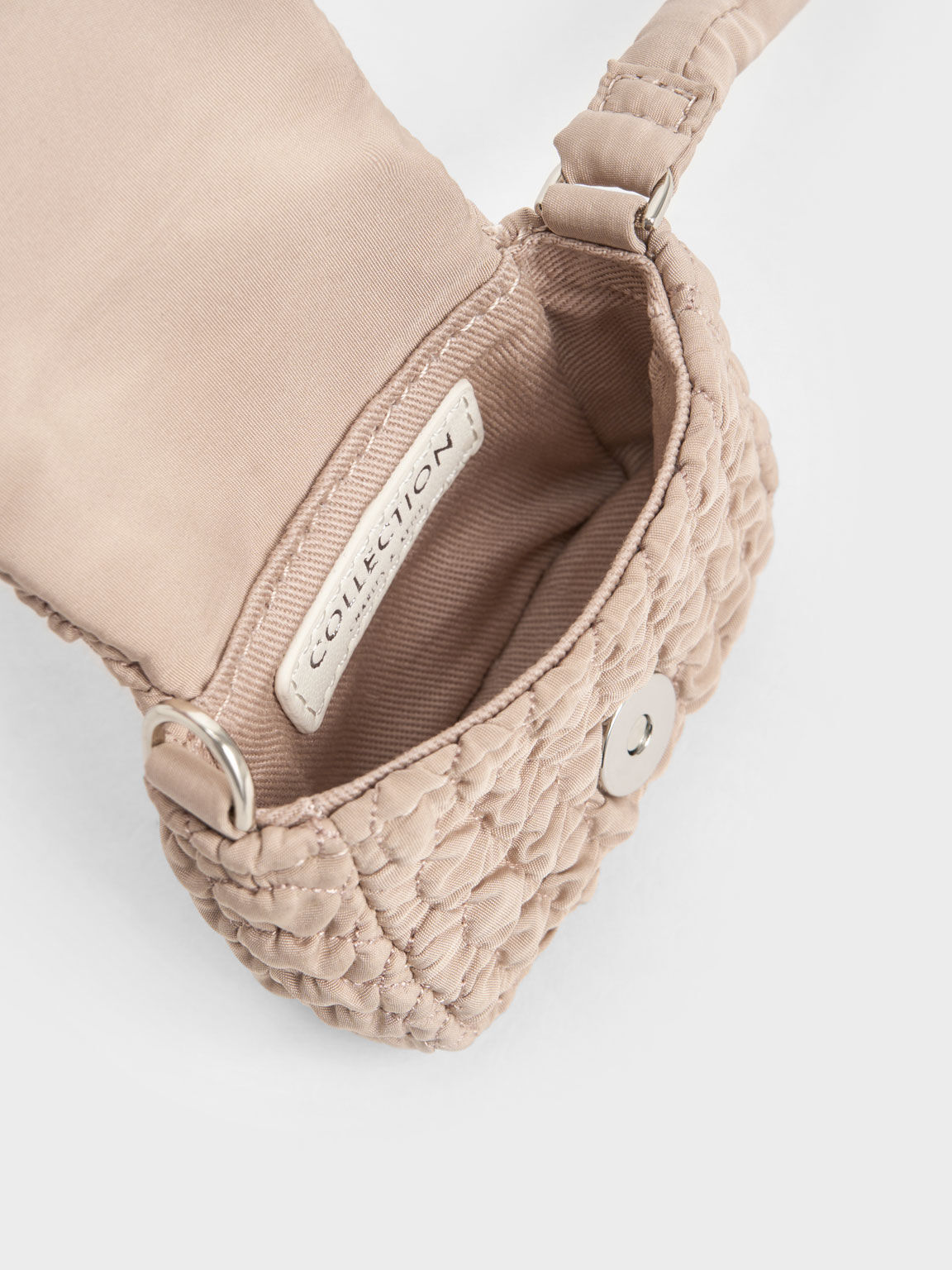 Nylon Ruched Mini Bag, Nude, hi-res