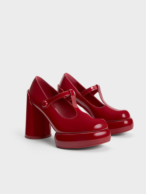 Mary Janes Darcy de charol con plataforma y tira T, Rojo, hi-res