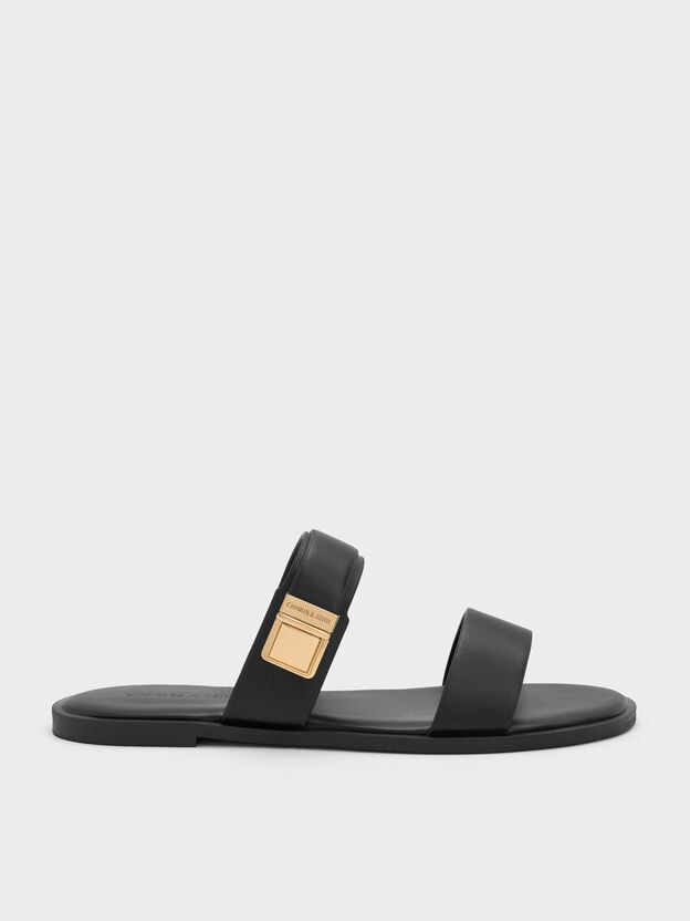 Dove Double-Strap Sandals, Black, hi-res
