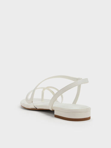 Arden Wavy Strappy Toe-Ring Flat Slingback Sandals, Chalk, hi-res